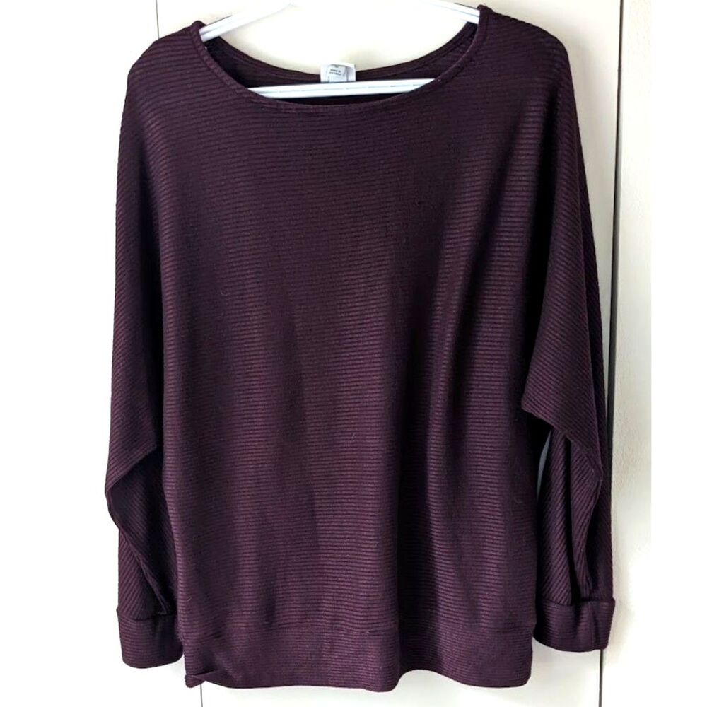 Plum purple ribbed sweater top with dolman sleeves sz M A New Day (Target)